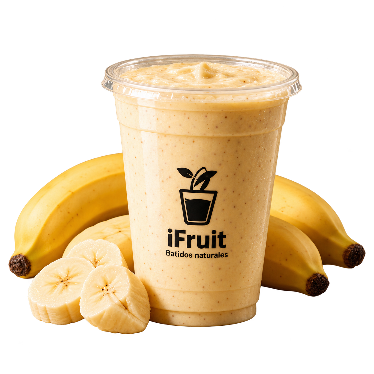 Batido de banano con bananos y rodajas